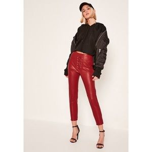 Missguided faux lace-up leather pants